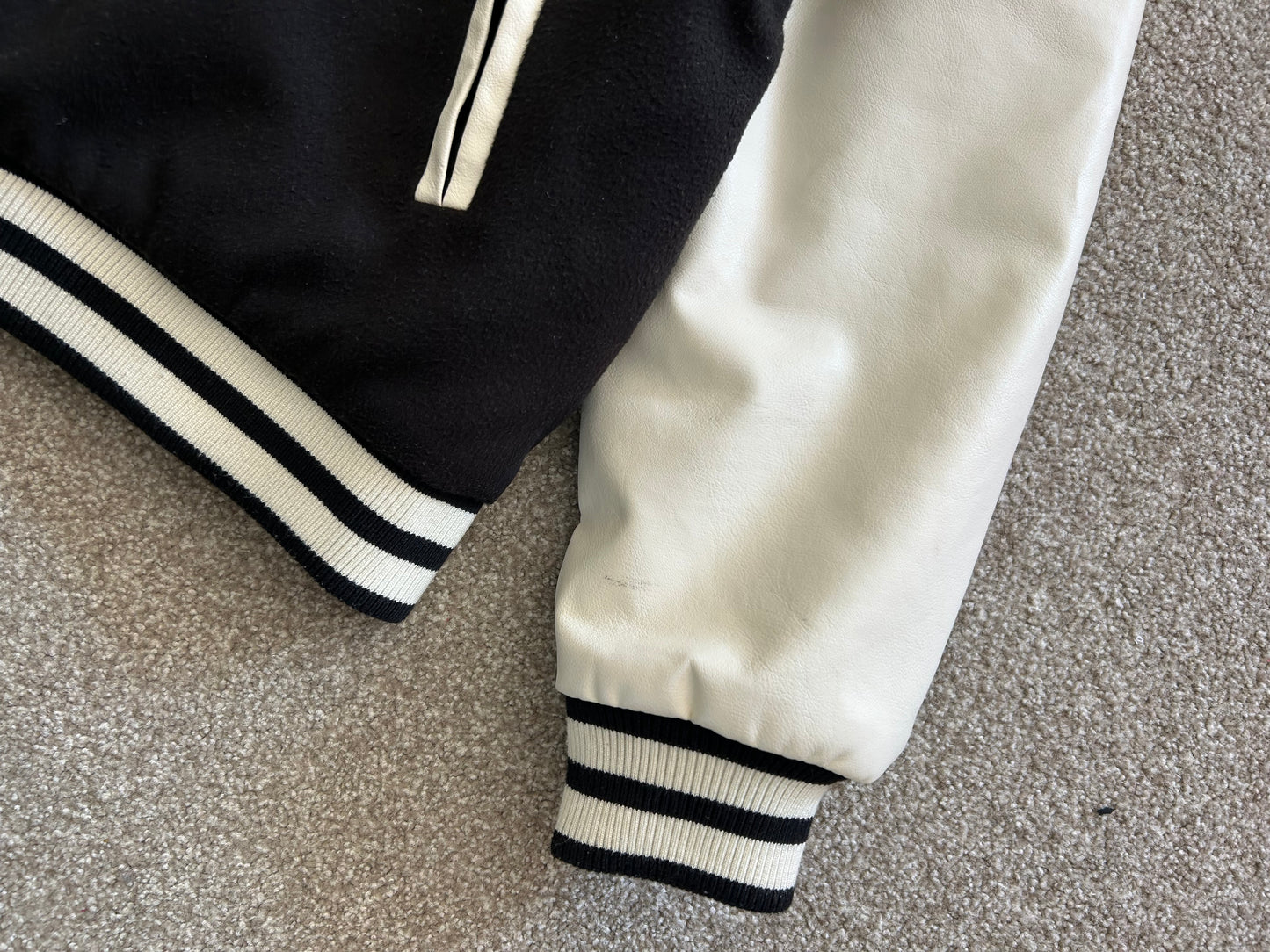 Varsity Jacket Black Answer Me Brand Medium Leather Type Sleeve