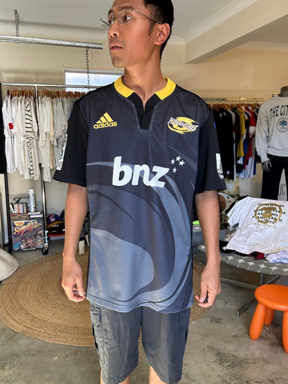 official 2014 Wellington Hurricanes Super Rugby home jersey manufactured by adidas Large Black