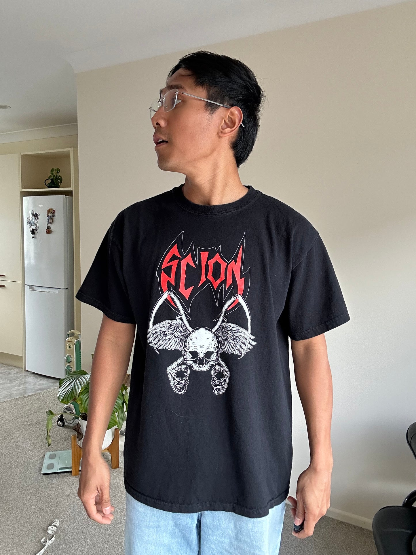 vintage black Scion heavy metal band t-shirt Large Anvil Tag
