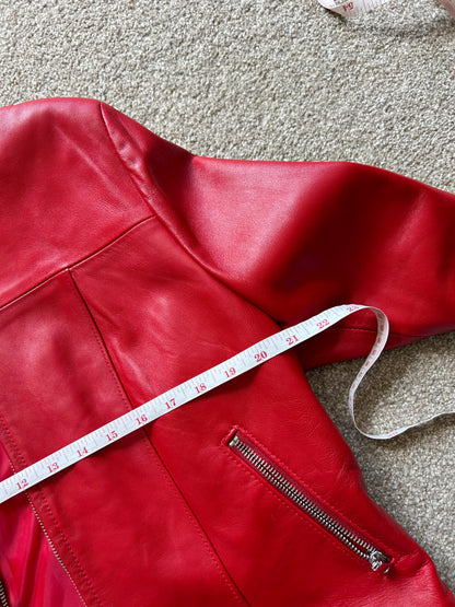 L Aurore Red Leather Jacket Womens Medium