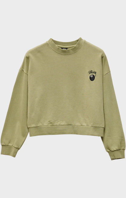 Stussy 8 Ball Cropped Crewneck Moss Green size 14