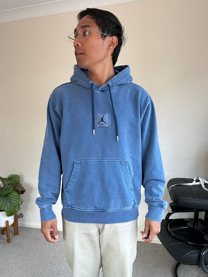 Nike Jordan Flight Essentials Washed Pullover Hoodie in Sky J French Blue Small