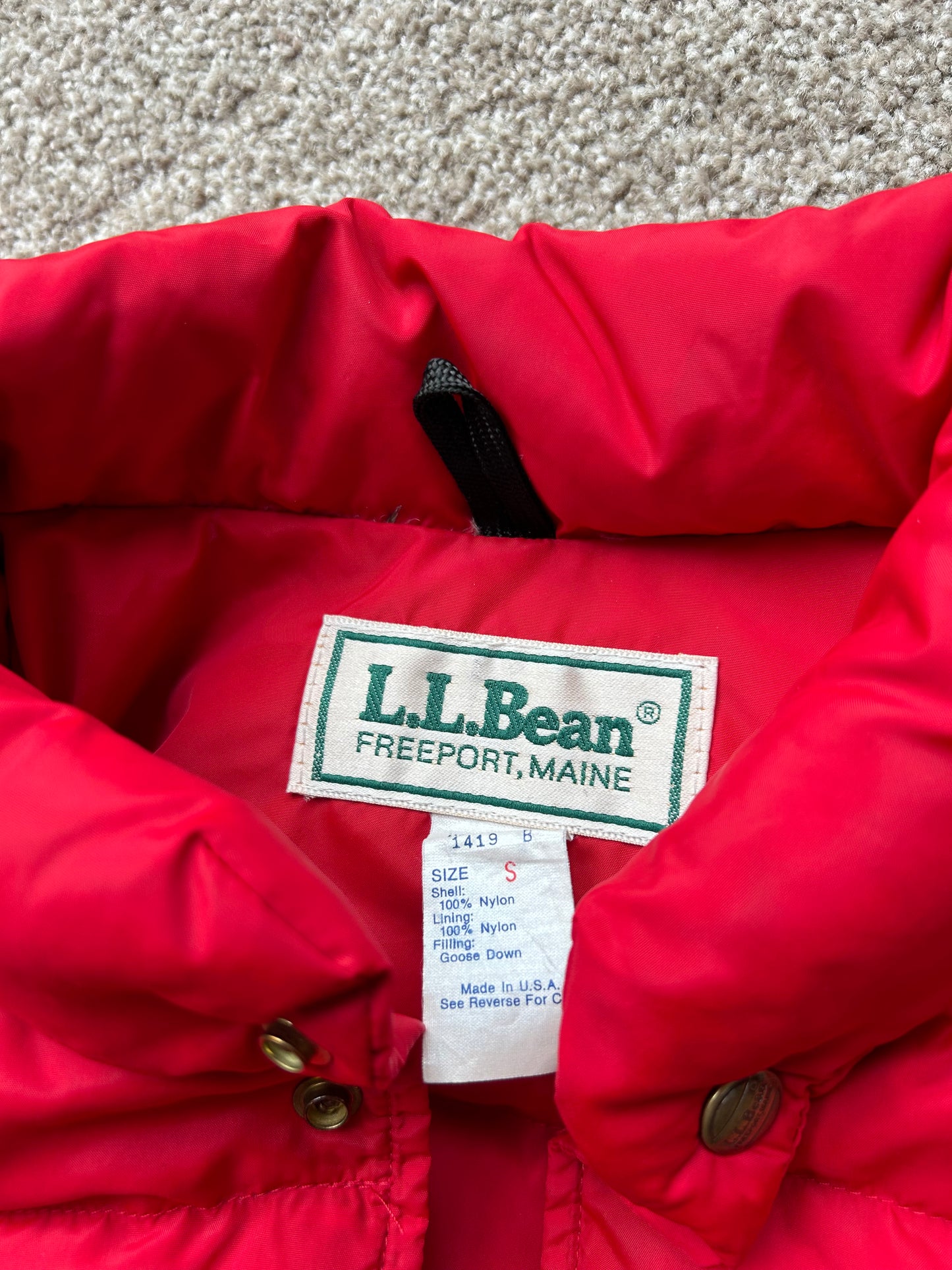 Vintage LL Bean Down Vest Red Small Made in USA