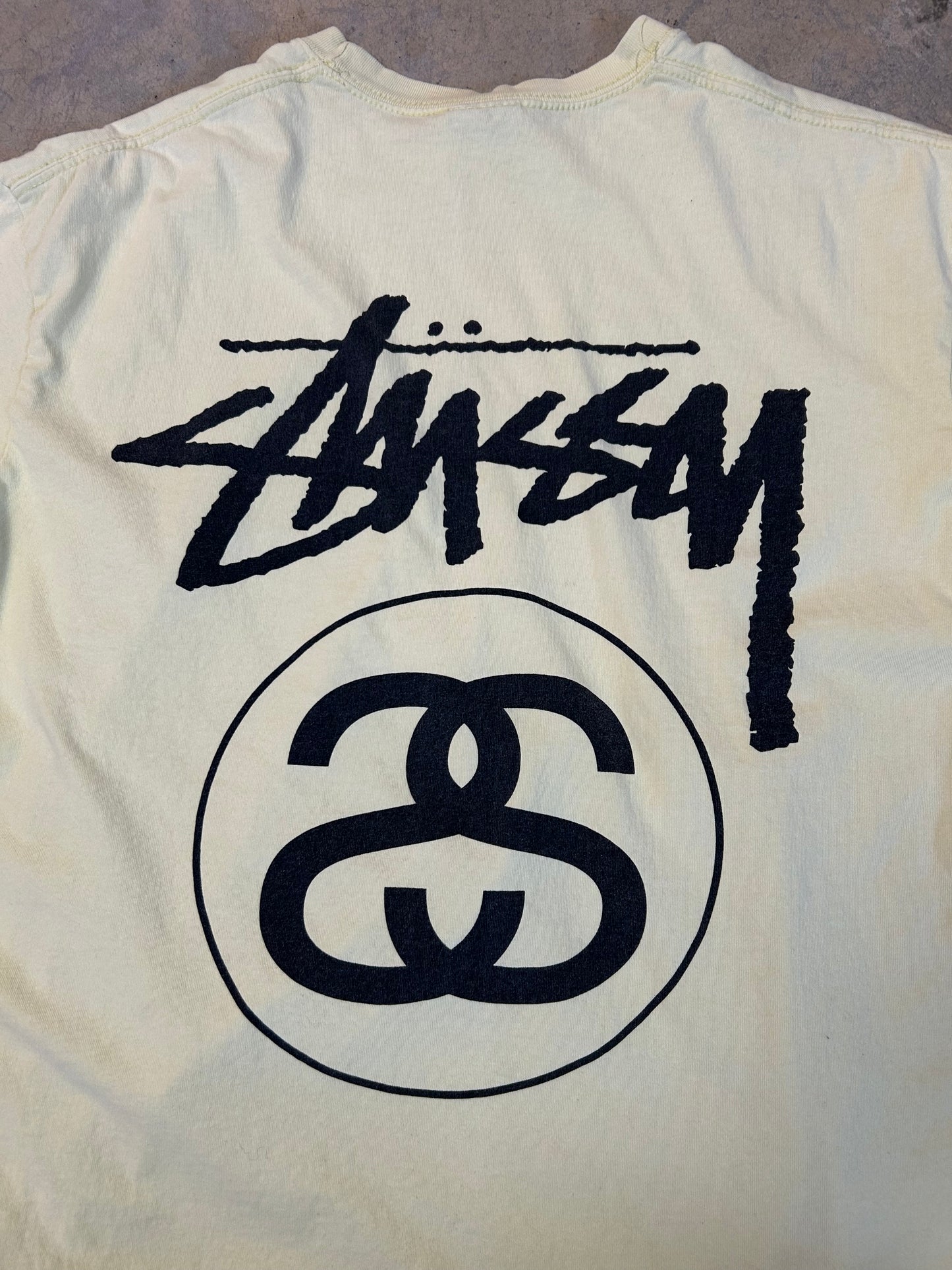 yellow Stussy Stock Link T-shirt Medium With Minimal Stains