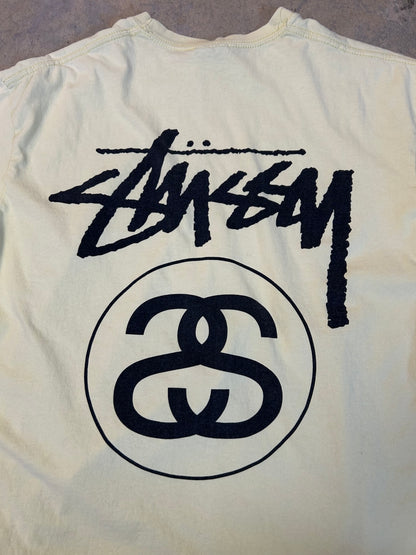yellow Stussy Stock Link T-shirt Medium With Minimal Stains
