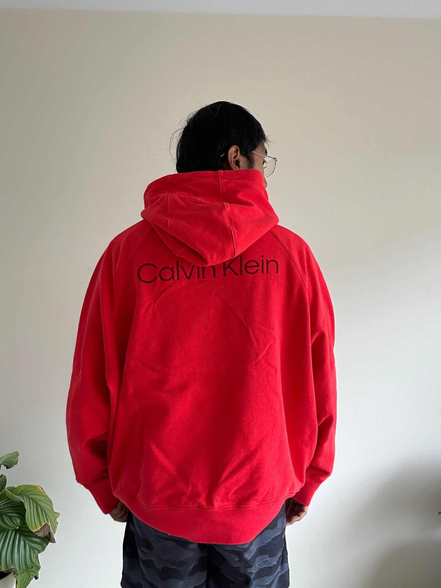 Calvin Klein Orange Hoodie Large Oversize Boxy