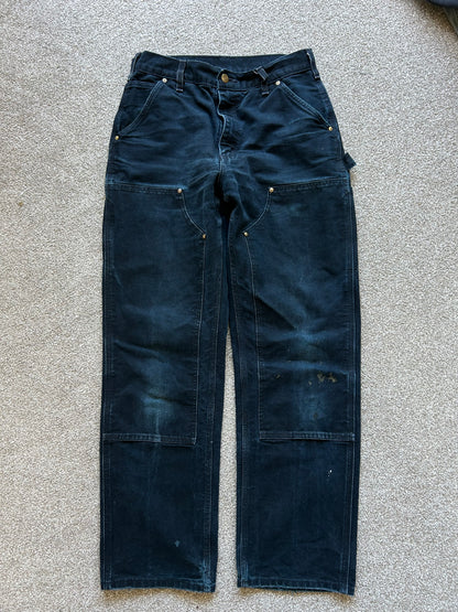 Carhartt Black Double Knee size 30 waist 40 inches Length Vintage Made in USA