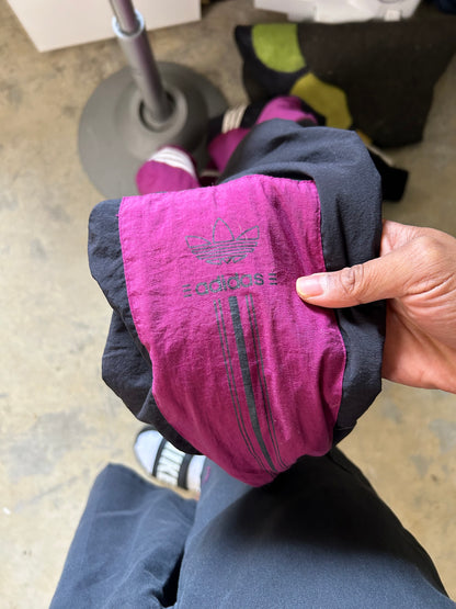 Vintage Adidas burgundy Nylon Zip Hoodie Medium