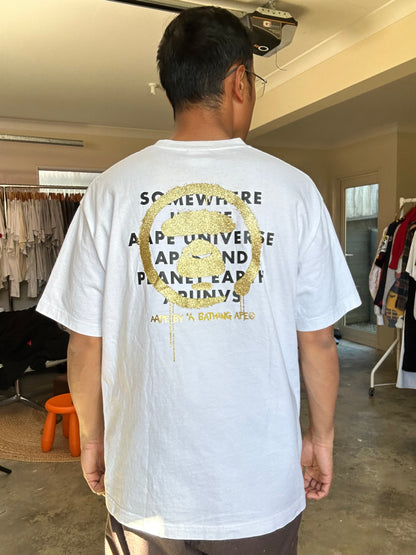 white t-shirt is the AAPE by A Bathing Ape logo-print T-shirt Small