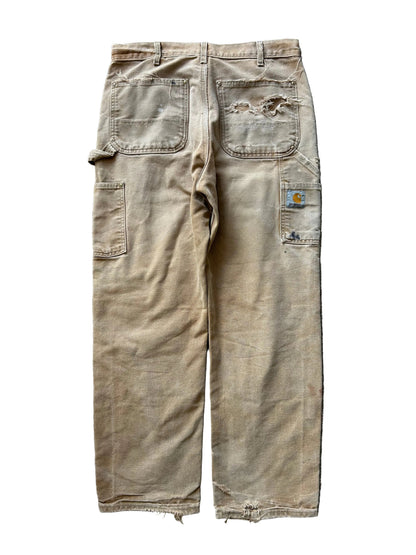 Carhartt Vintage Double Knee Khaki Pants 32 waist 39 Length