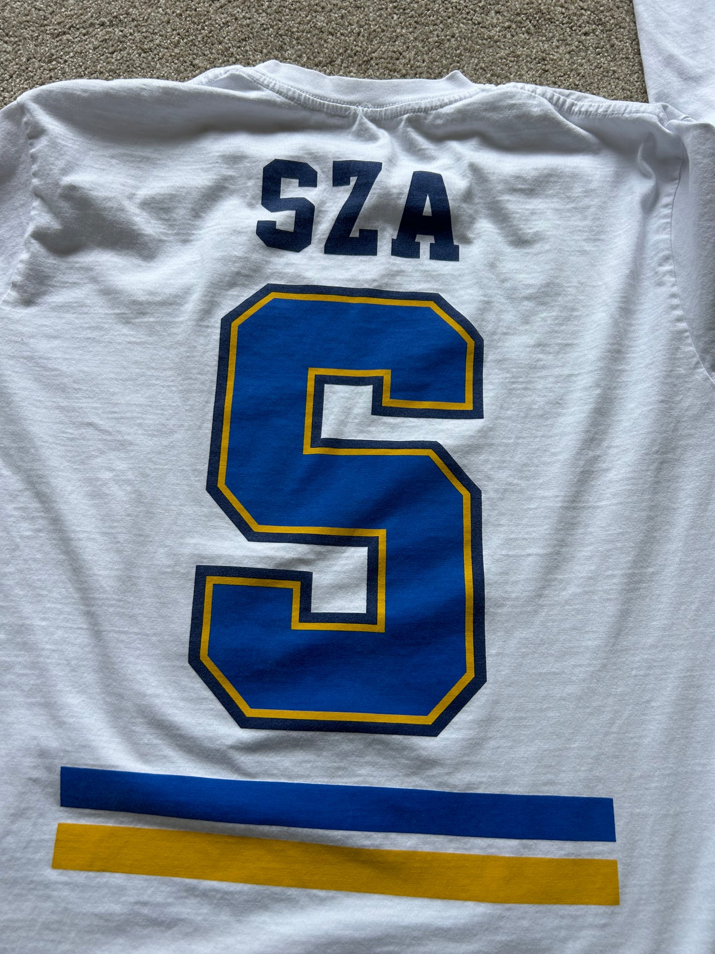 SZA TDE S.O.S. Tour white long sleeve hockey jersey t-shirt size Large White