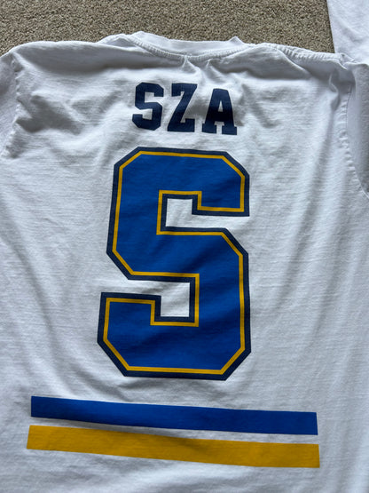 SZA TDE S.O.S. Tour white long sleeve hockey jersey t-shirt size Large White