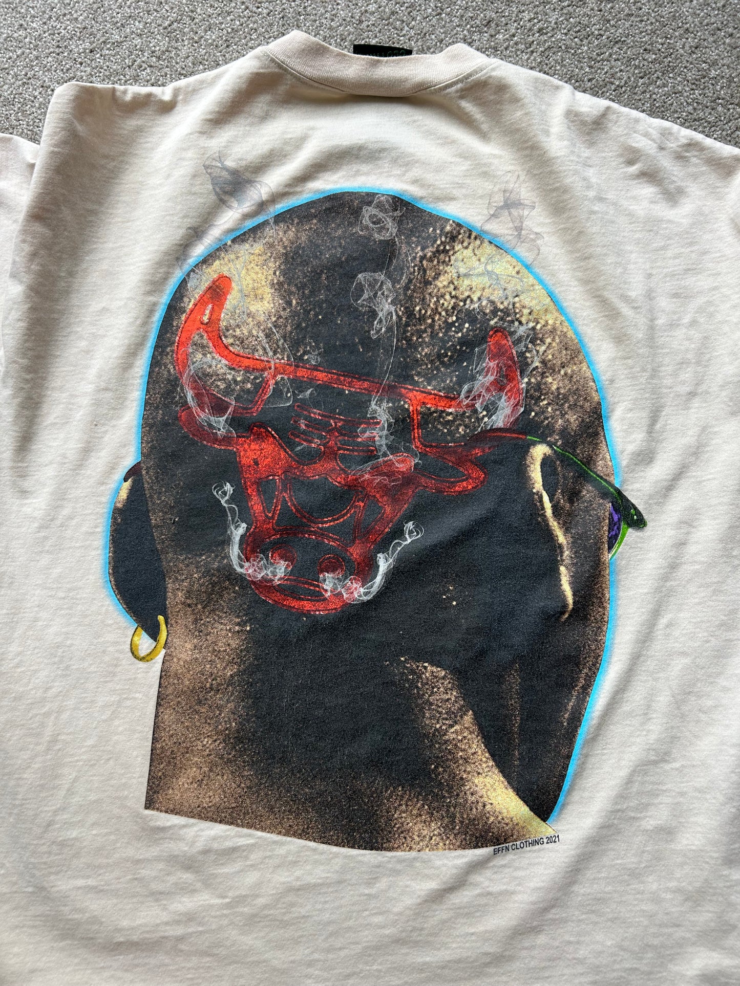Michael Jordan wearing green sunglasses and is made by EFFN Clothing Cream Large