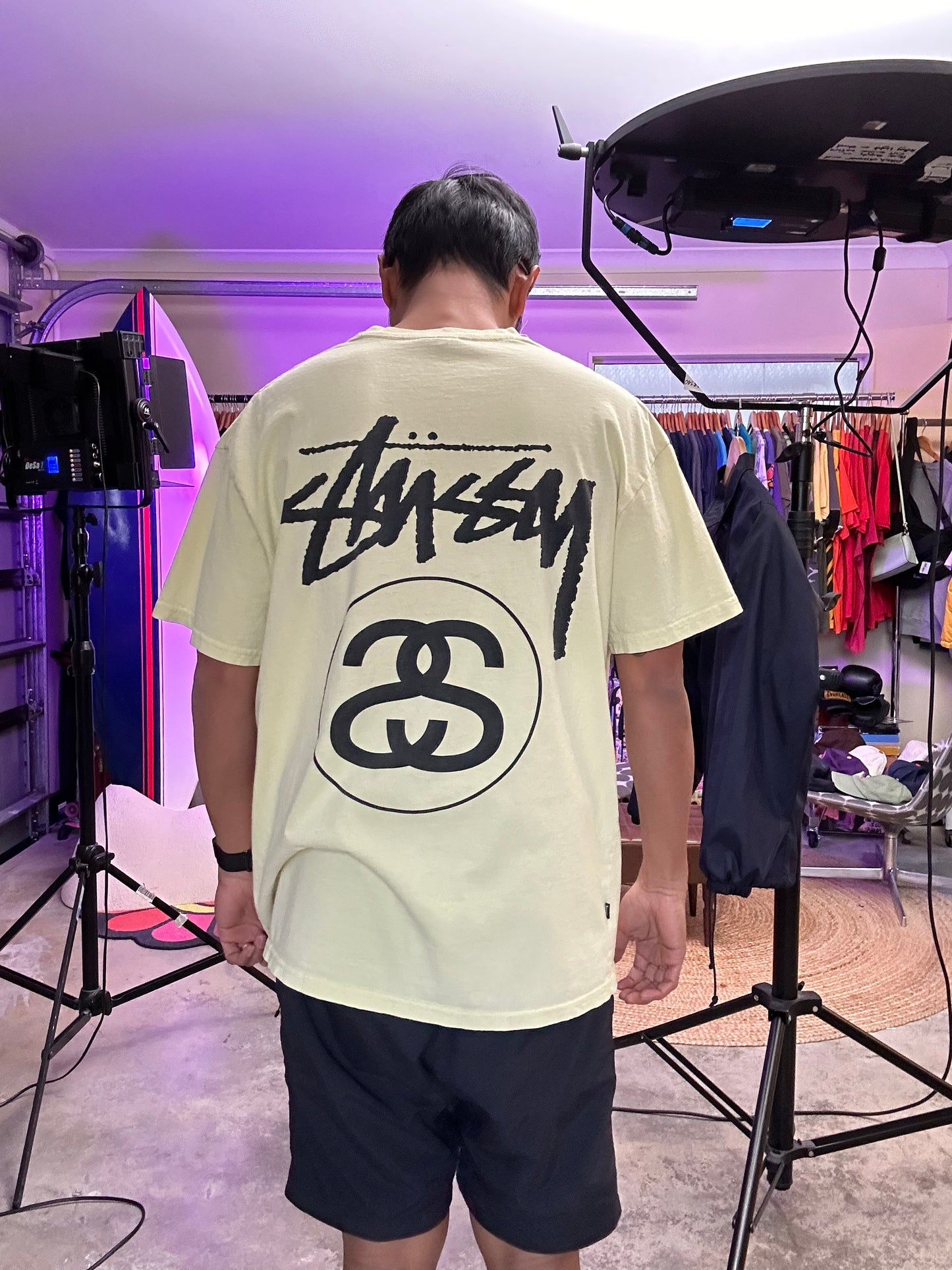 yellow Stussy Stock Link T-shirt Medium With Minimal Stains