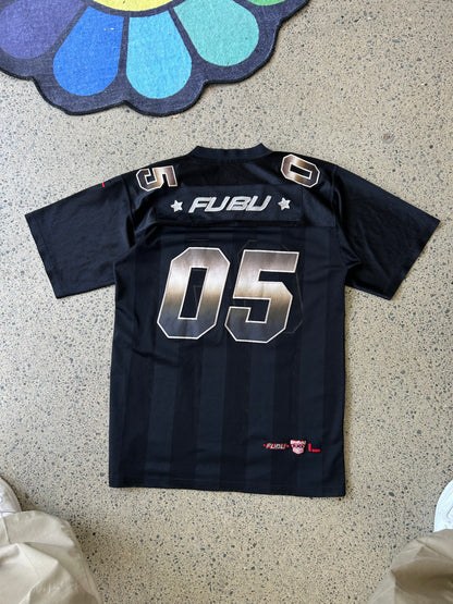 Vintage black FUBU Game Day jersey features gradient "05" numbering and embroidered branding Medium
