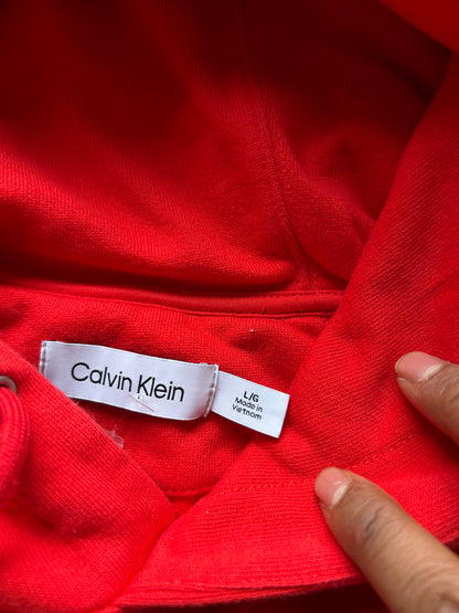 Calvin Klein Orange Hoodie Large Oversize Boxy