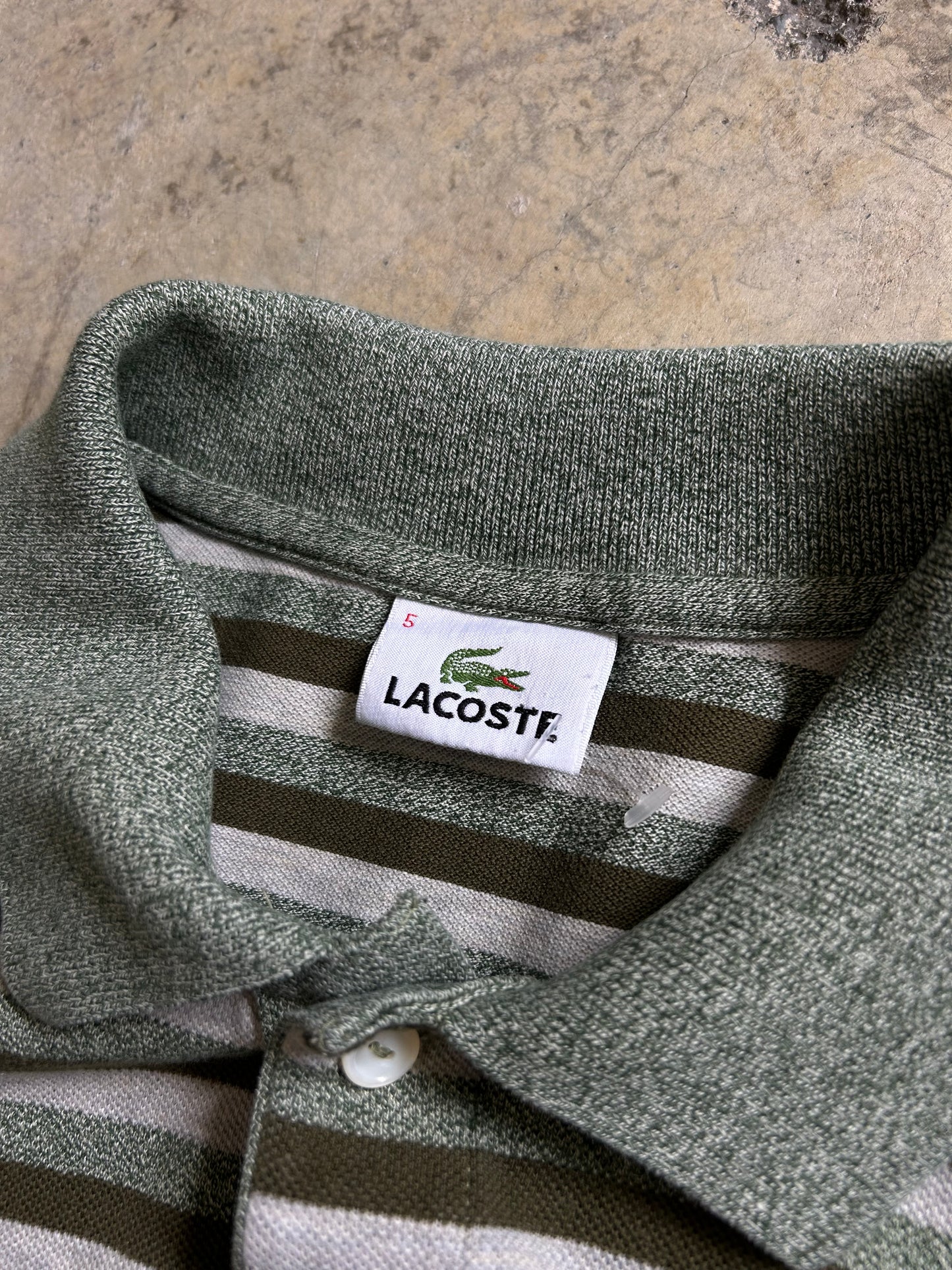 Lacoste men's striped polo shirt Green Large