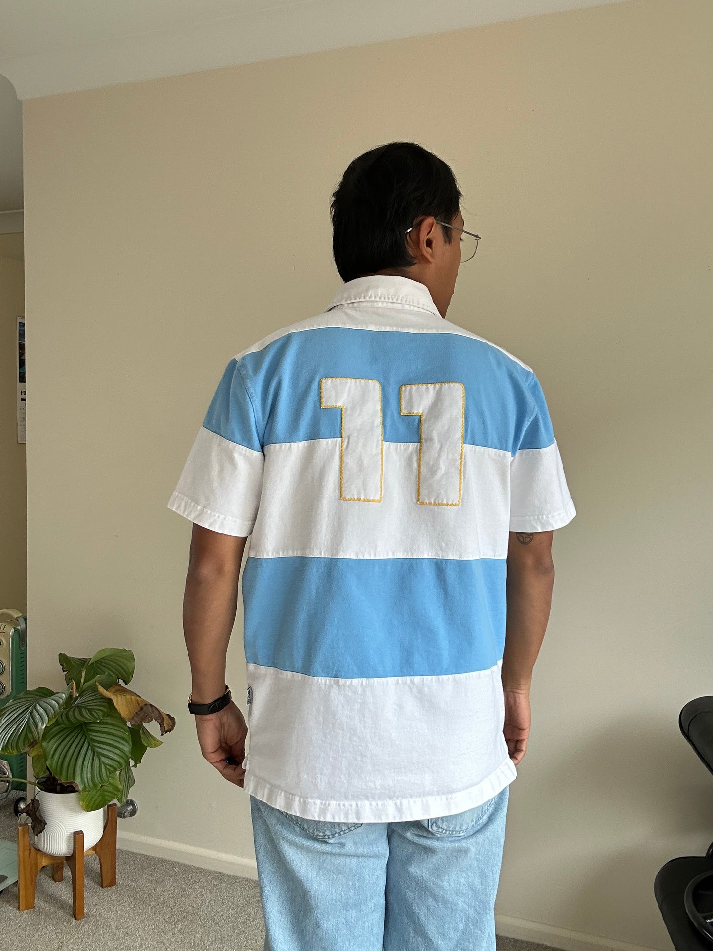 Argentina vintage-style rugby polo shirt NZ World Cup Medium White