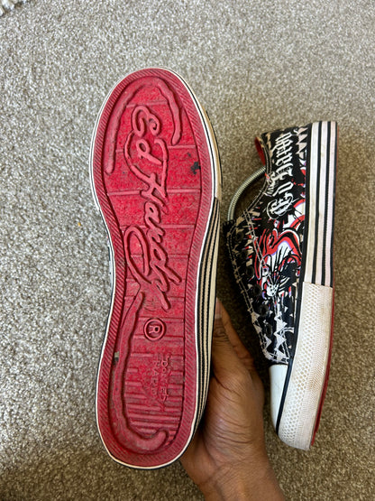 Ed Hardy slip-on canvas sneakers featuring an all-over tattoo print design size US 11 EU 44