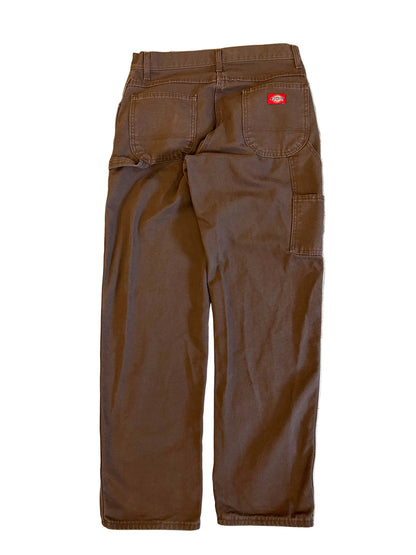 Vintage brown Dickies Relaxed Fit Duck Carpenter Jeans featuring a hammer loop and dual tool pockets