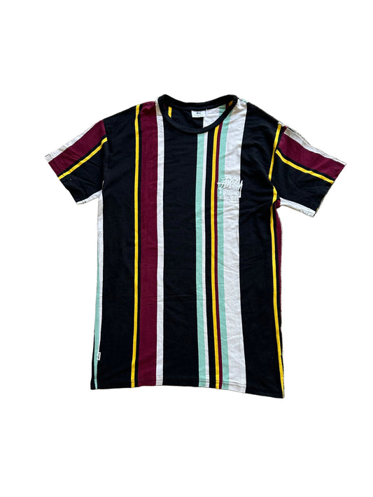 Stüssy International Centered Logo T-shirt in a vertical striped colorway Medium Black