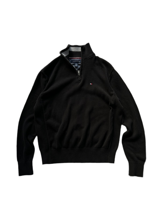 TOMMY HILFIGER 
HALF-ZIP MOCK TURTLENECK JUMPER Black Medium