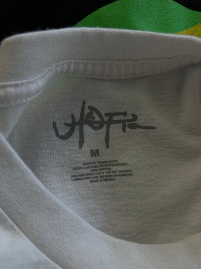 white Travis Scott Utopia B1 Tee featuring a colorful abstract graphic and the word "utopia" on the chest Medium