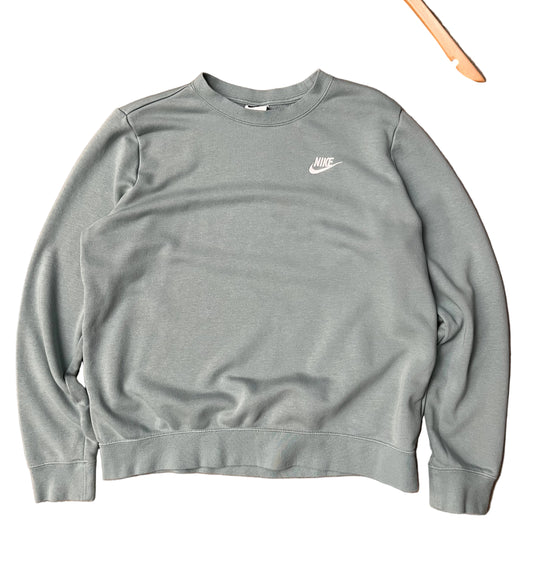 green Nike Men's Sportswear Club Fleece Crew features a classic embroidered logo on the chest Large
