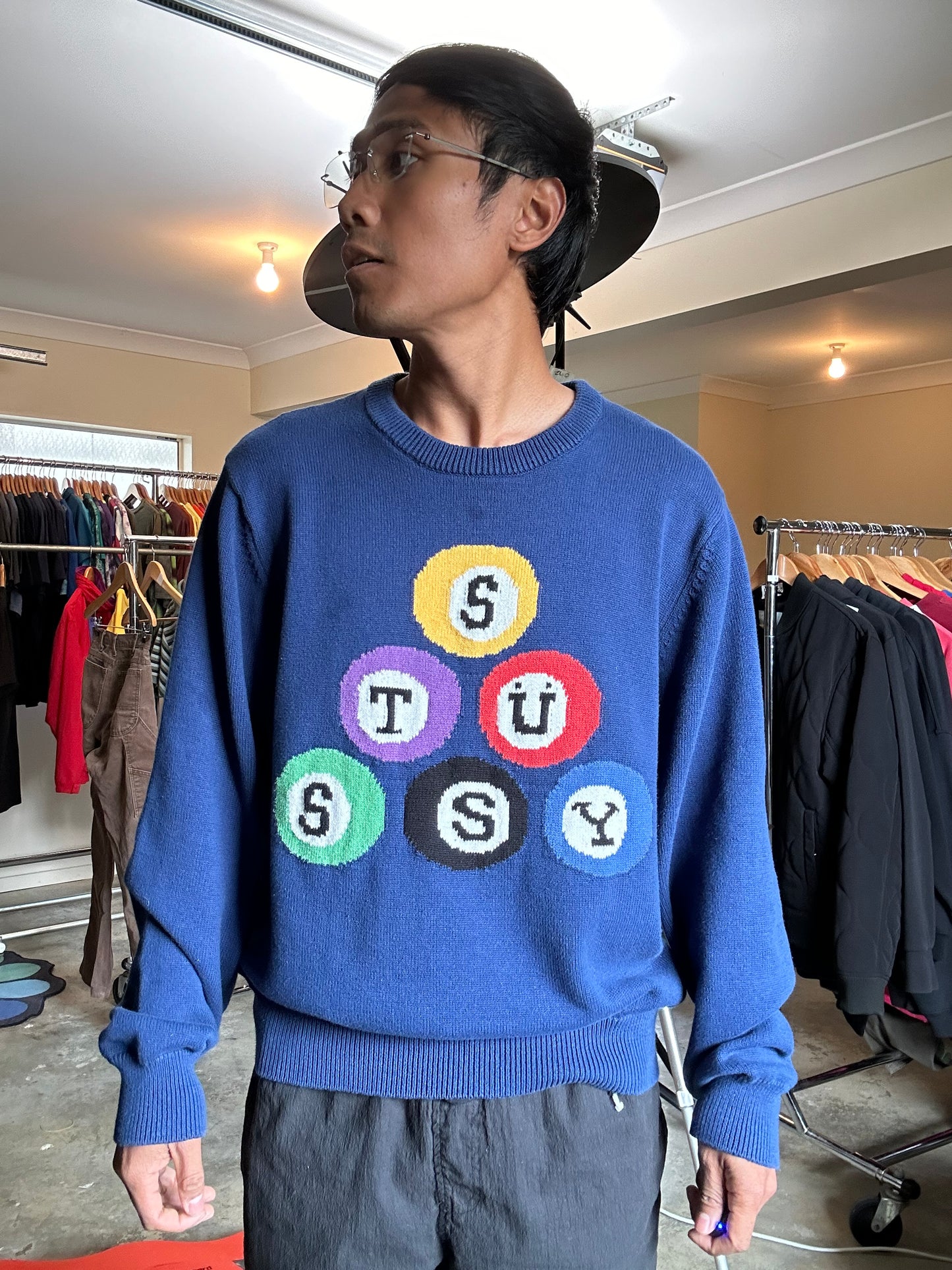 Stüssy Billiard Sweater in Navy Large