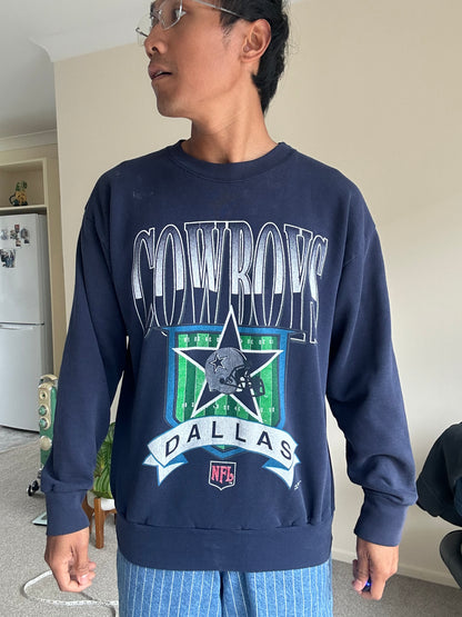 vintage 1990s Signal Sport Dallas Cowboys NFL graphic sweatshirt Navy Large