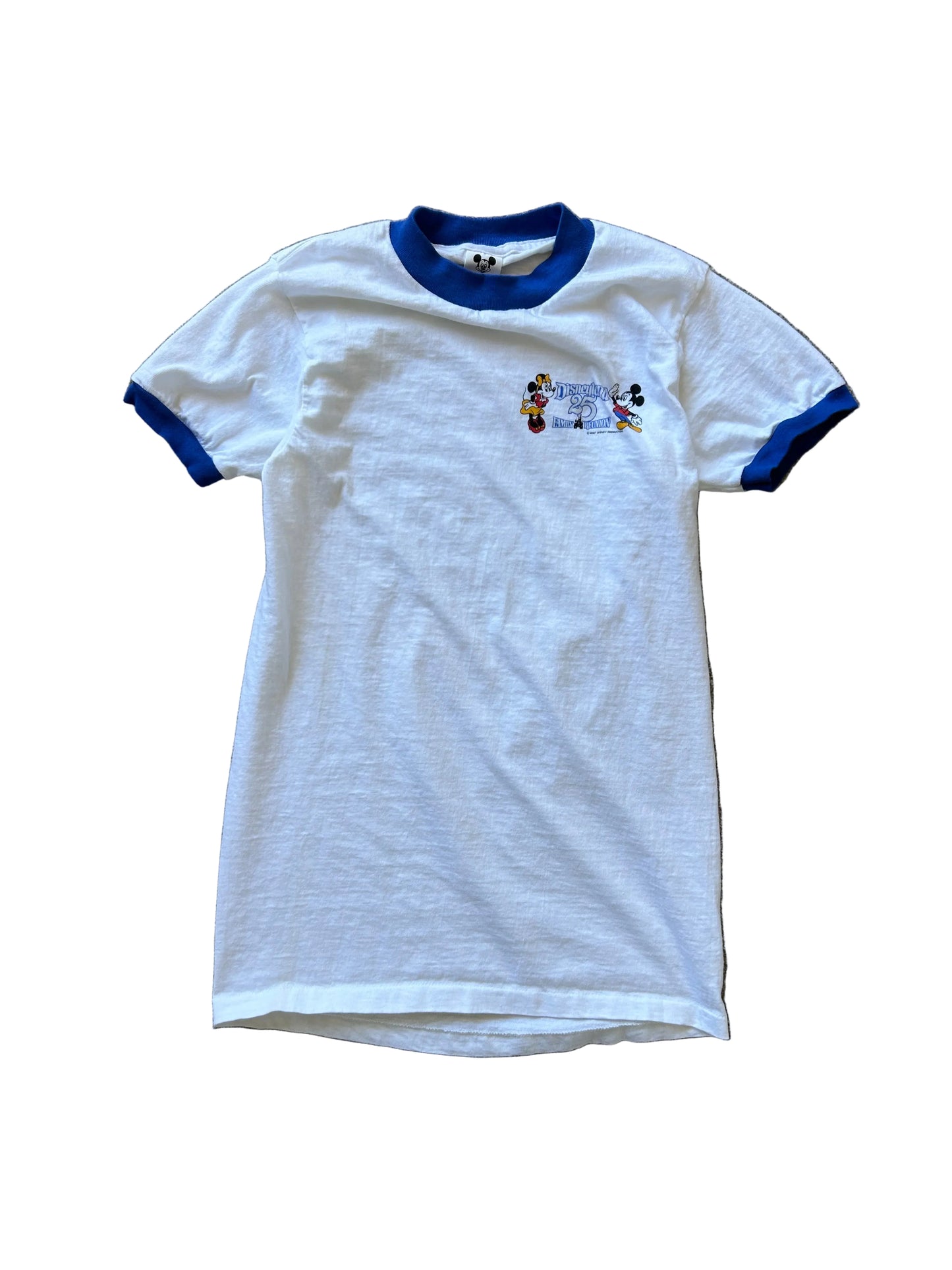 vintage 1980 Disneyland 25th Anniversary "Family Reunion" ringer t-shirt White XS