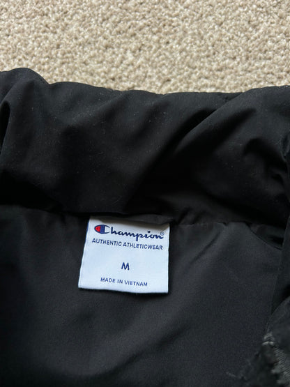 Champion Rochester Puffer Vest in black polyester Detachable Hood Medium