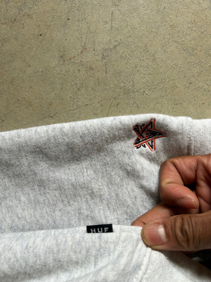 HUF x Thrasher Bayview Pullover Hoodie in Athletic Heather Small Grey