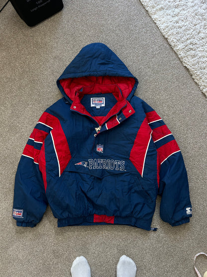 Vintage New England Patriots Pro Line Starter Jacket Size XL Blue Red