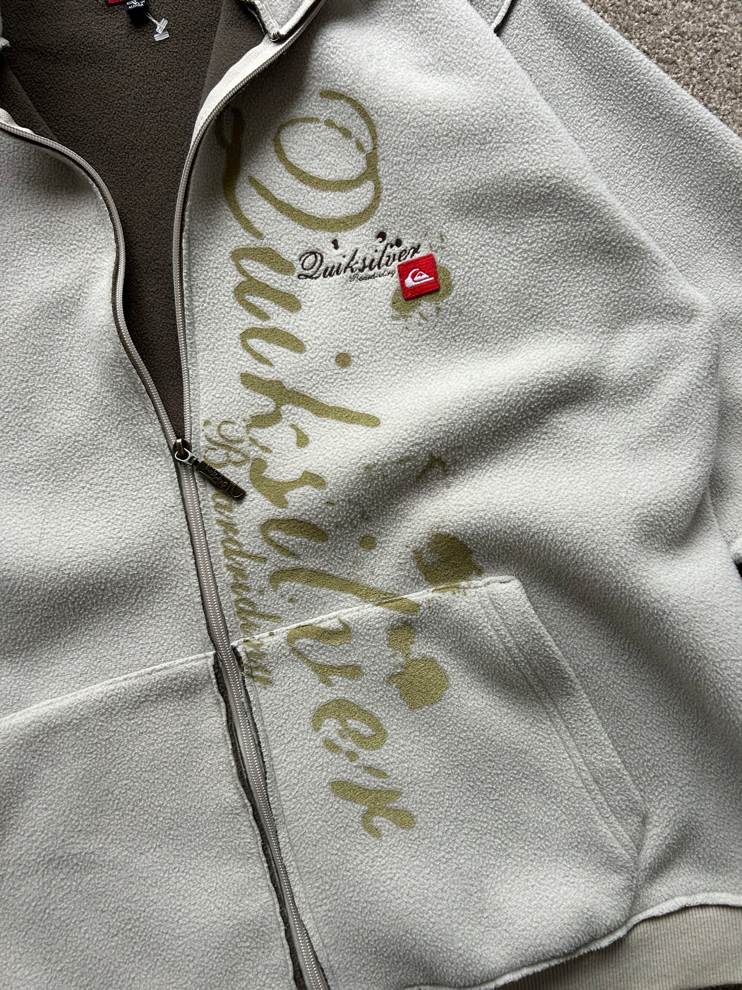 Y2K Quiksilver Fleece Jacket XL Cream