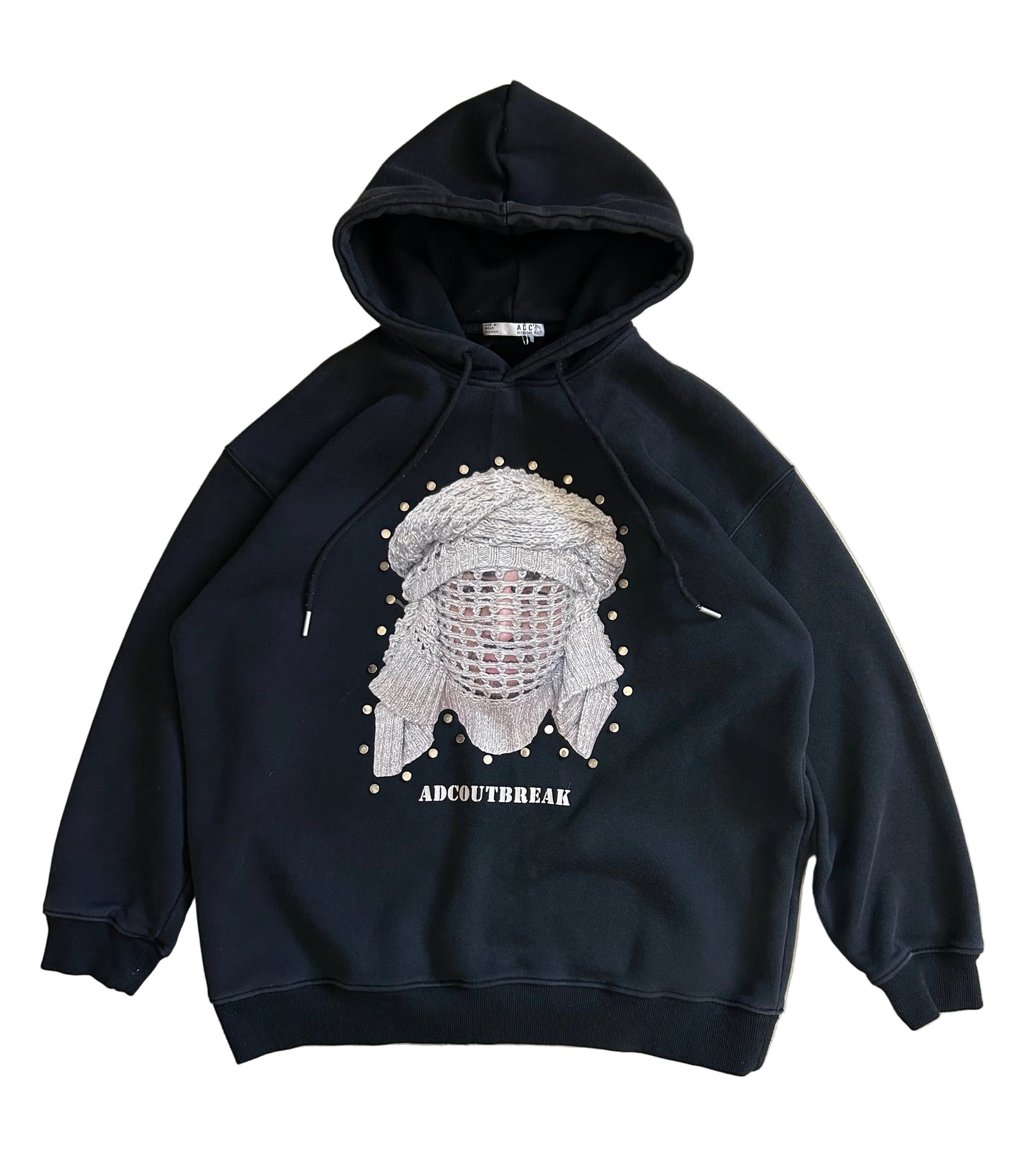 ADC crystal-mask print hoodie, featuring a graphic print of a masked figure and metallic studs Medium Black