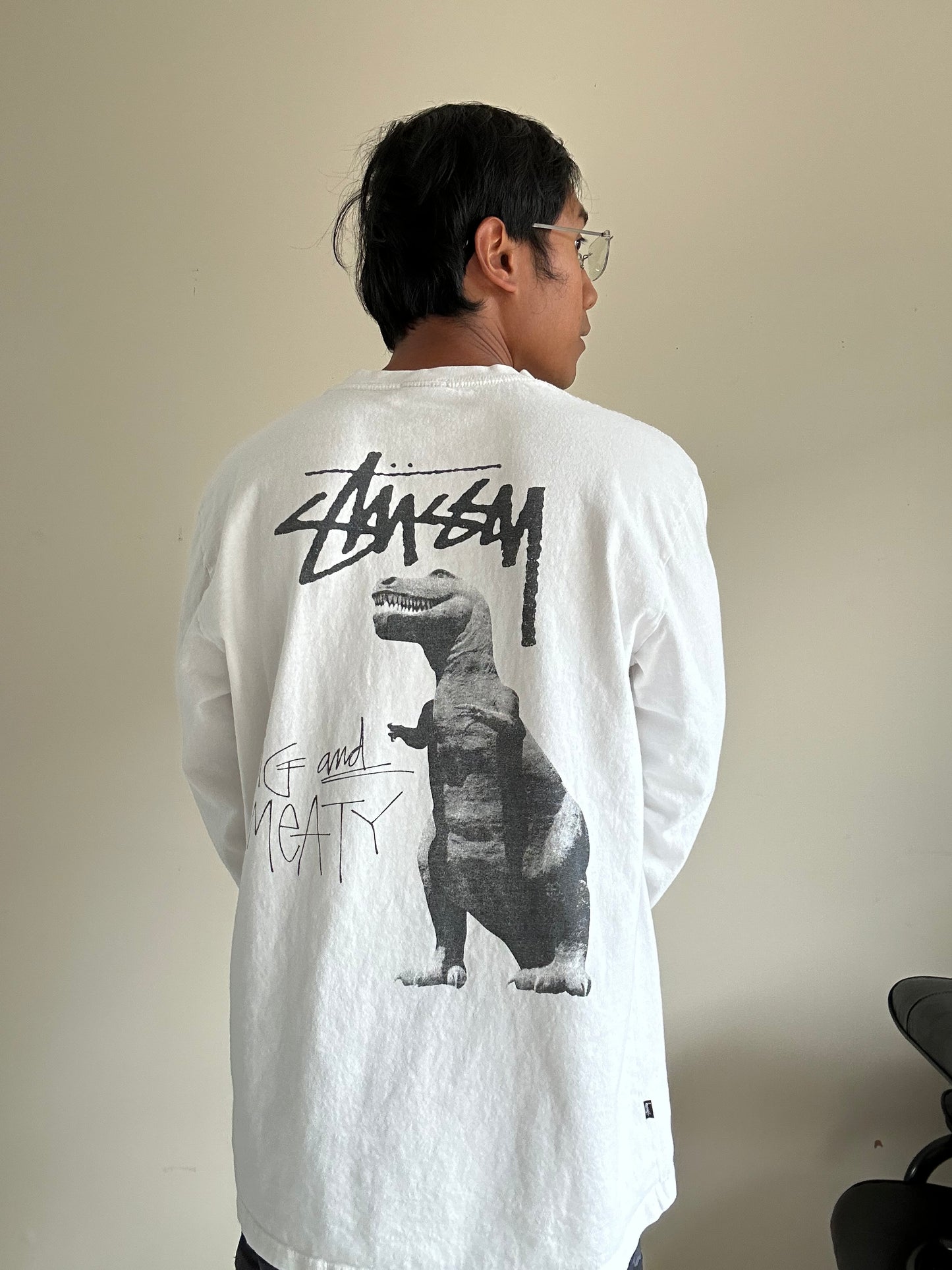 Stussy Australia Big and Meaty White Longsleeve Tee Large
