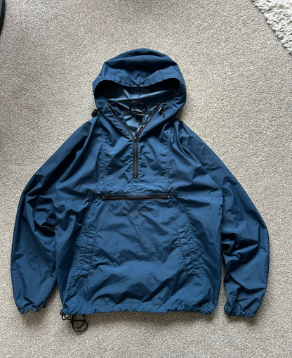Vintage Fairy Down Nylon Half Zip Windbreaker Navy Blue Large