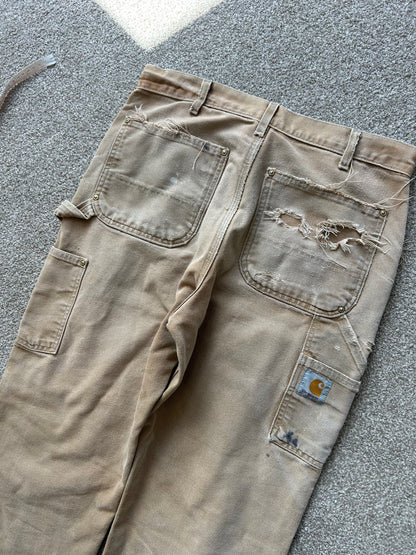 Carhartt Vintage Double Knee Khaki Pants 32 waist 39 Length