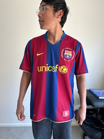 Nike FC Barcelona 2007-08 home shirt, a collectible item produced for the club's Camp Nou stadium 50th anniversary. Large
