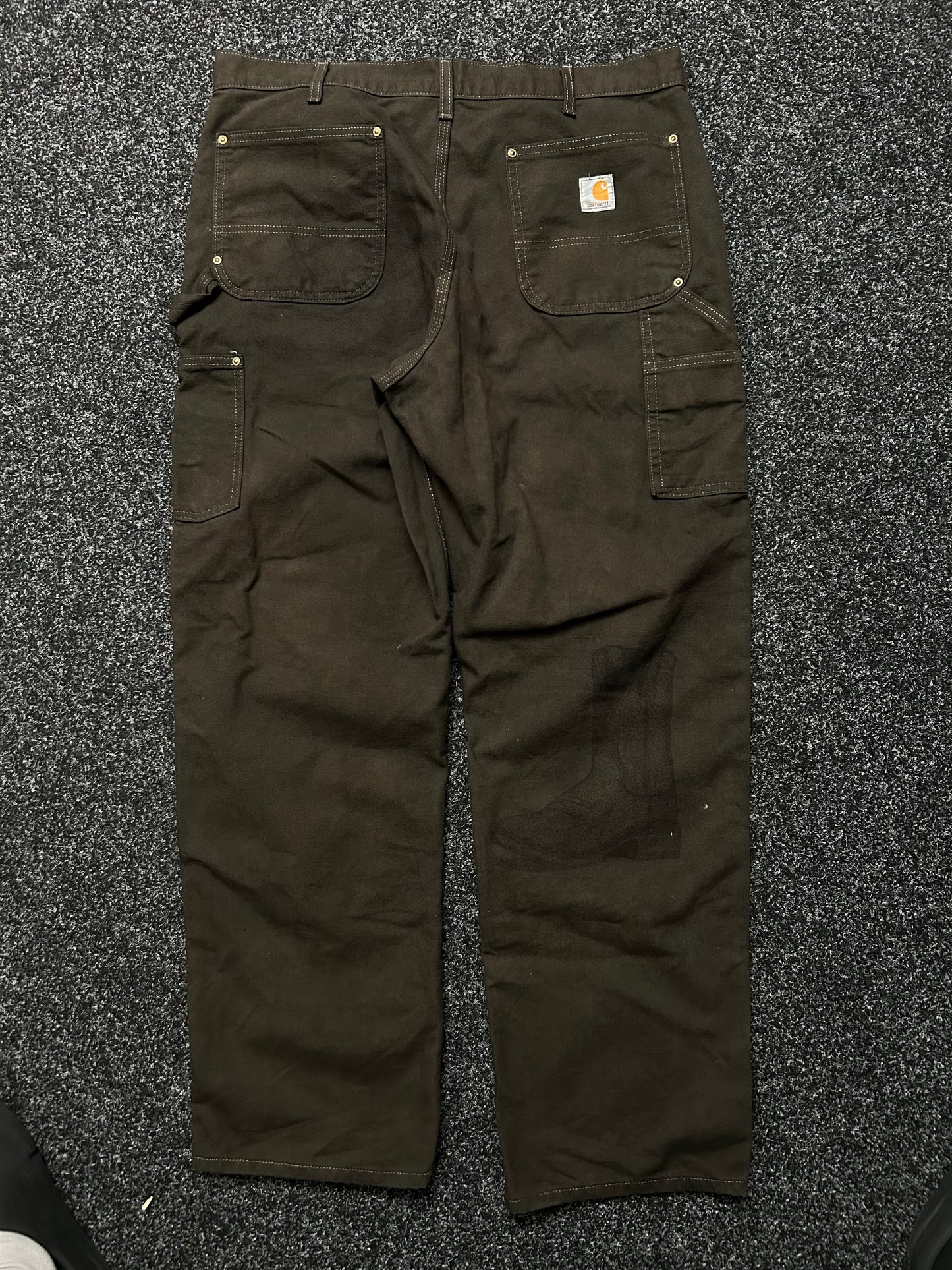 Carhartt Double Knee Dark Brown Custom Paint Pants size 38