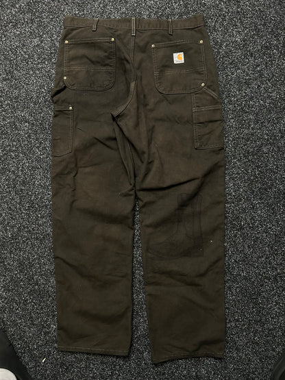 Carhartt Double Knee Dark Brown Custom Paint Pants size 38