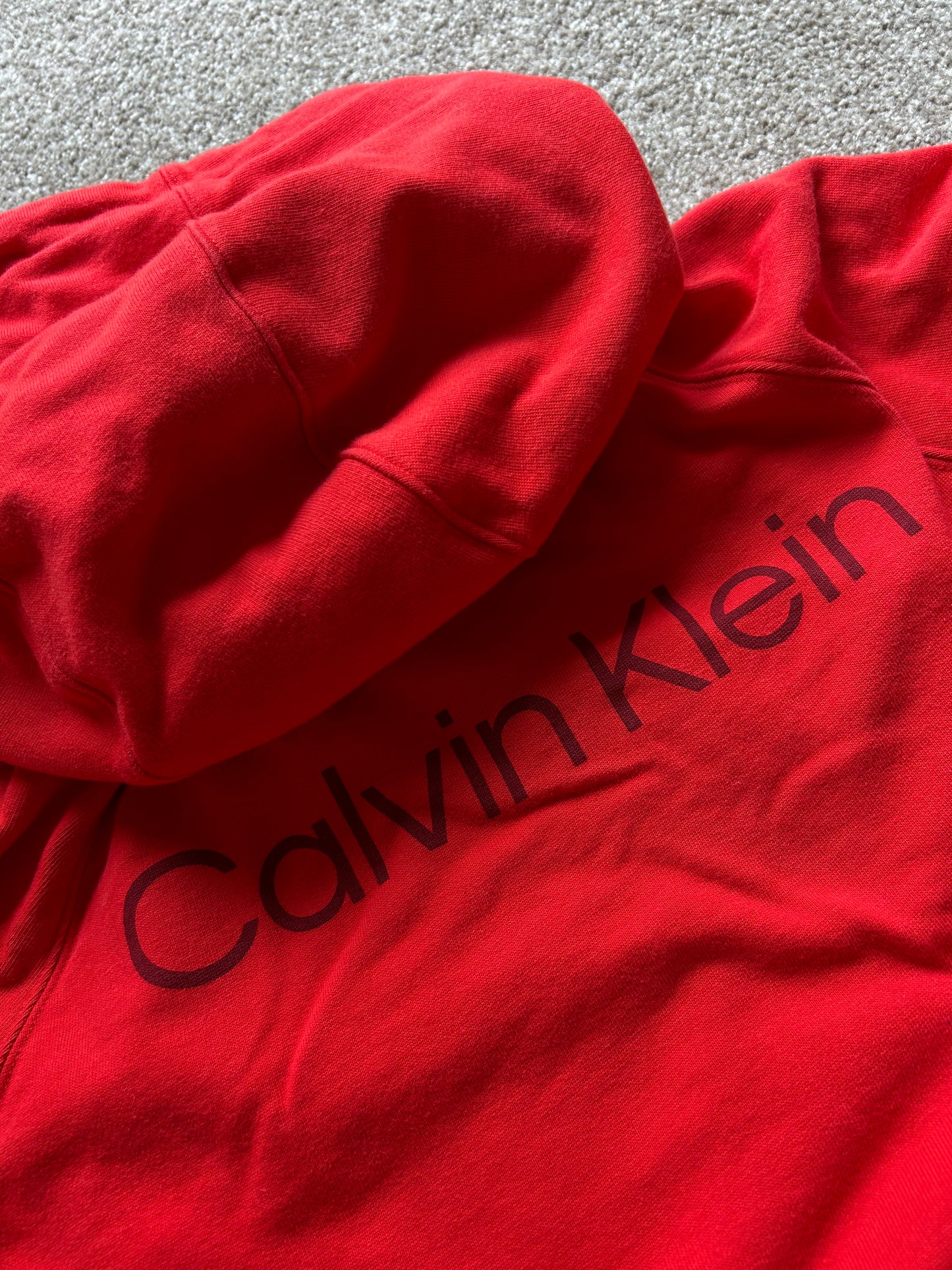 Calvin Klein Orange Hoodie Large Oversize Boxy