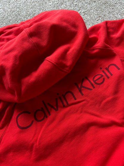 Calvin Klein Orange Hoodie Large Oversize Boxy