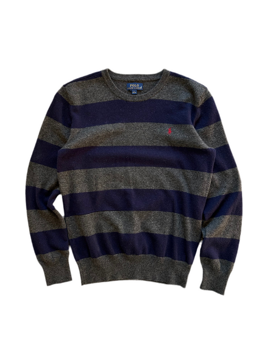Polo RL Ralph Lauren Wool Sweater Stripe Navy Blue Small