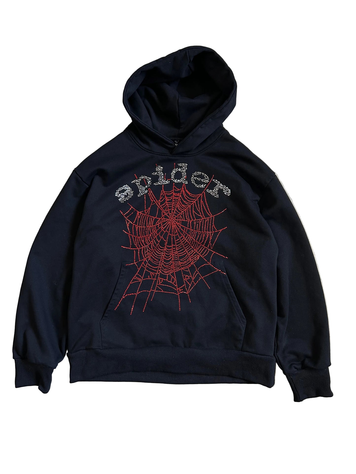 Sp5der OG Rhinestone Logo Hoodie in black XL
