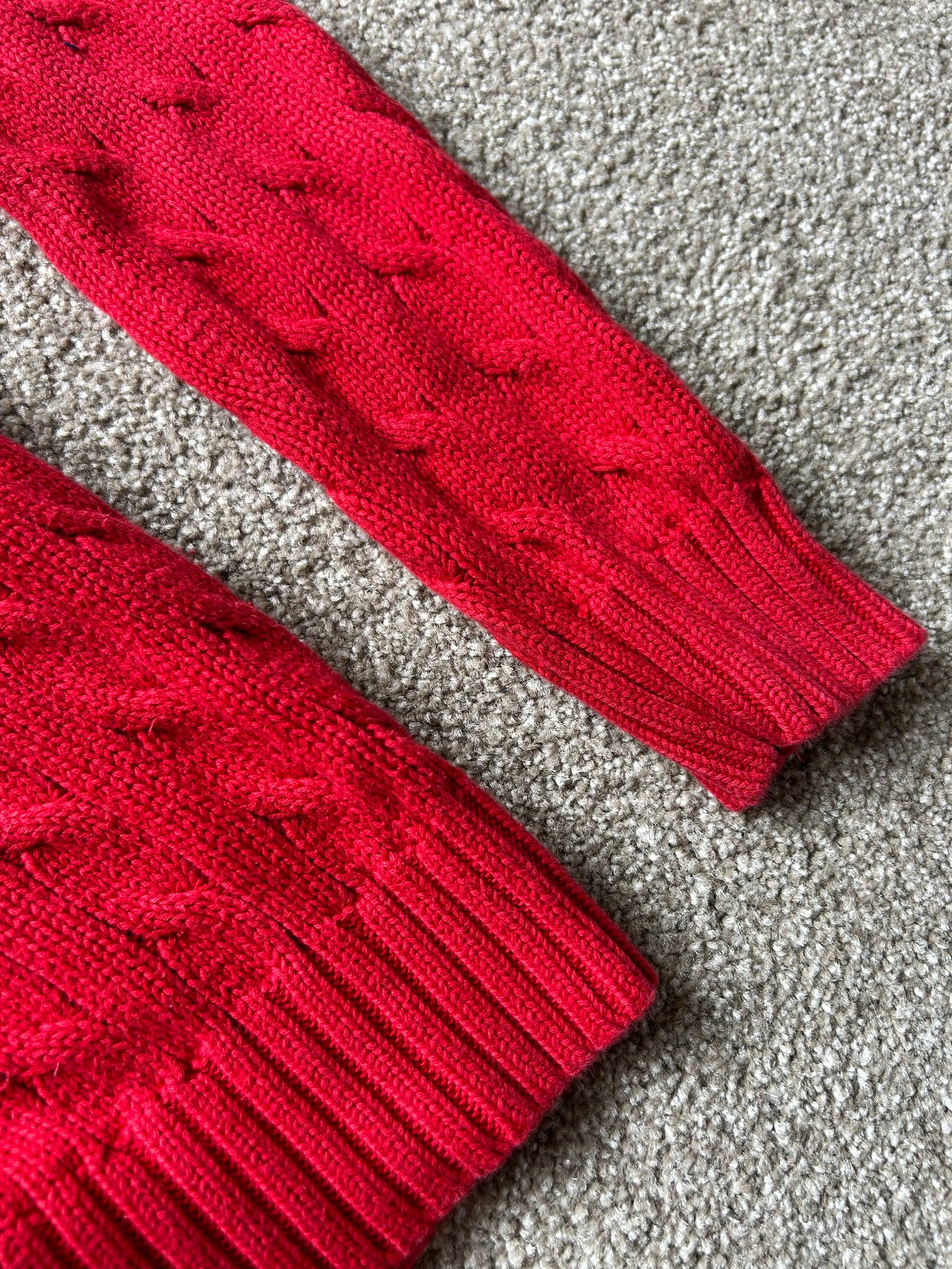 Ralph Laure RL Cross Knit Red Jumper Small