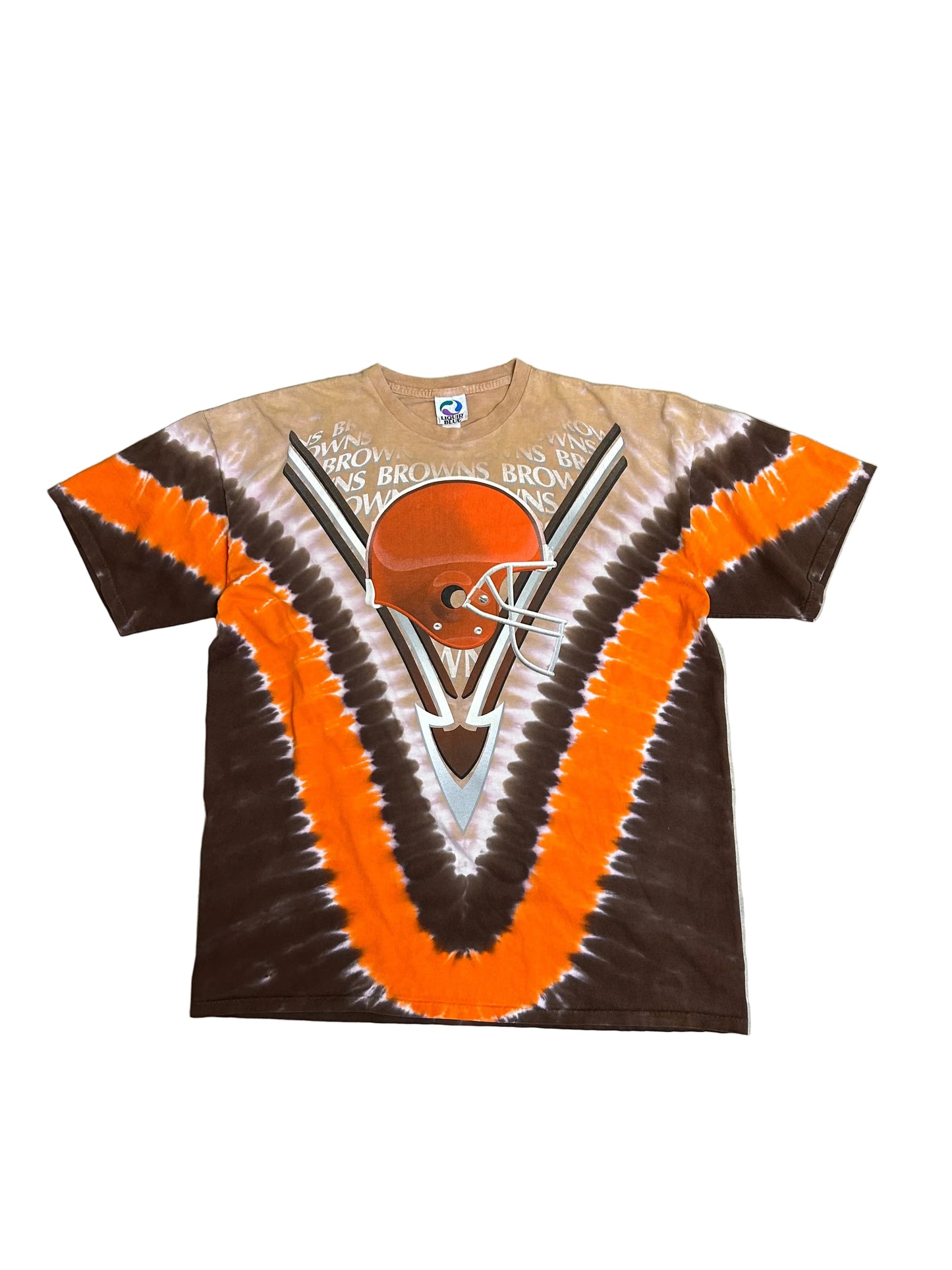 vintage Cleveland Browns liquid blue tie-dye t-shirt,size 2XL Brown