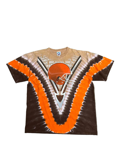 vintage Cleveland Browns liquid blue tie-dye t-shirt,size 2XL Brown