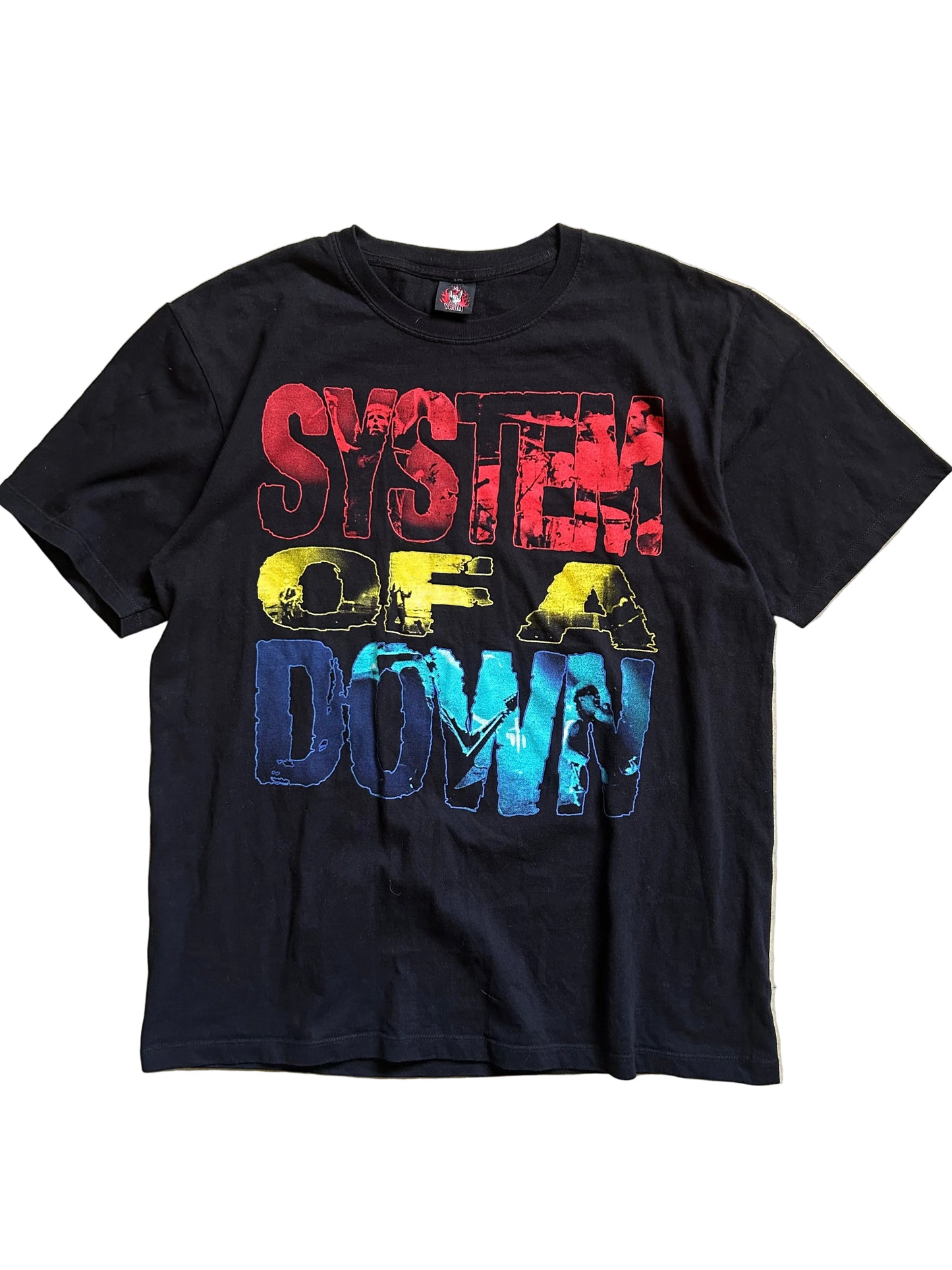 System of a Down band logo t-shirt featuring a multi-colored graphic design Thailand Boot XL